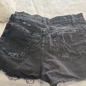 BDG Black Distressed High-Rise Denim Shorts